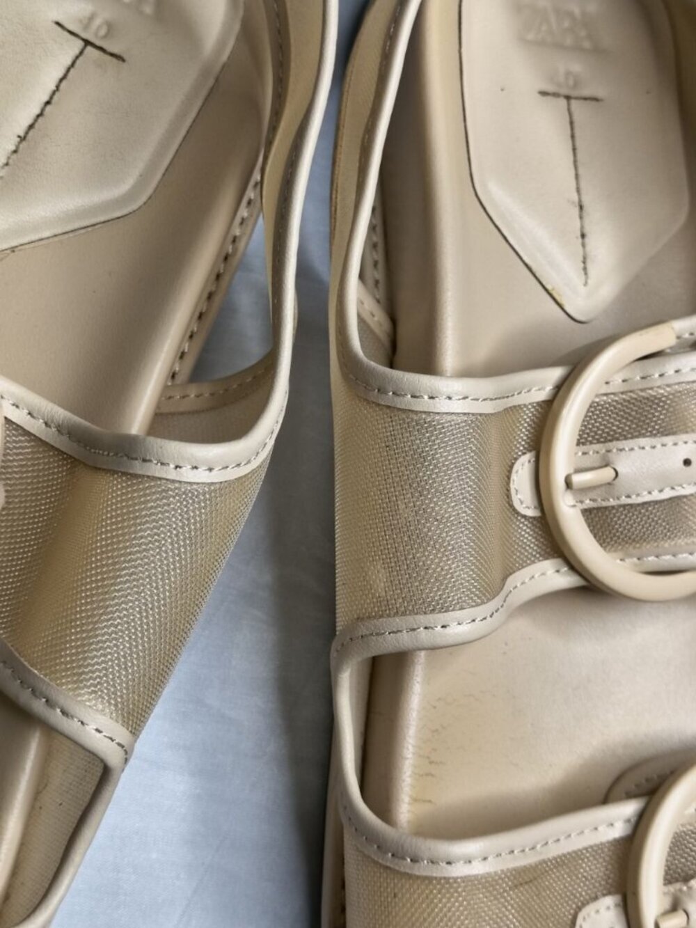 Zara Buckled Flat Mesh Sandals Sling Back Strap Women's Size 40 9.5 - Picture 4 of 12